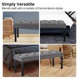 Cate Button-Tufted Upholstered Bench by Sarantino - Dark Grey - Close-Up Angle