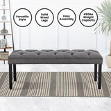 Cate Button-Tufted Upholstered Bench by Sarantino - Dark Grey - Extra Image