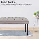 Cate Button-Tufted Upholstered Bench by Sarantino - Light Grey - Rear View