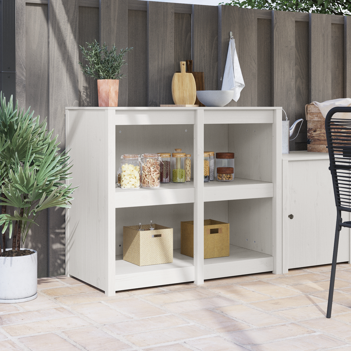 Kitchen Cabinet with Shelf MEPPEL Warm White 106 x 55 x 92 cm