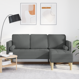 Sofa Set with Cushion Dark Grey Polyester