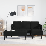 Sofa Set with Cushion 2 pcs Black Polyester - Front View