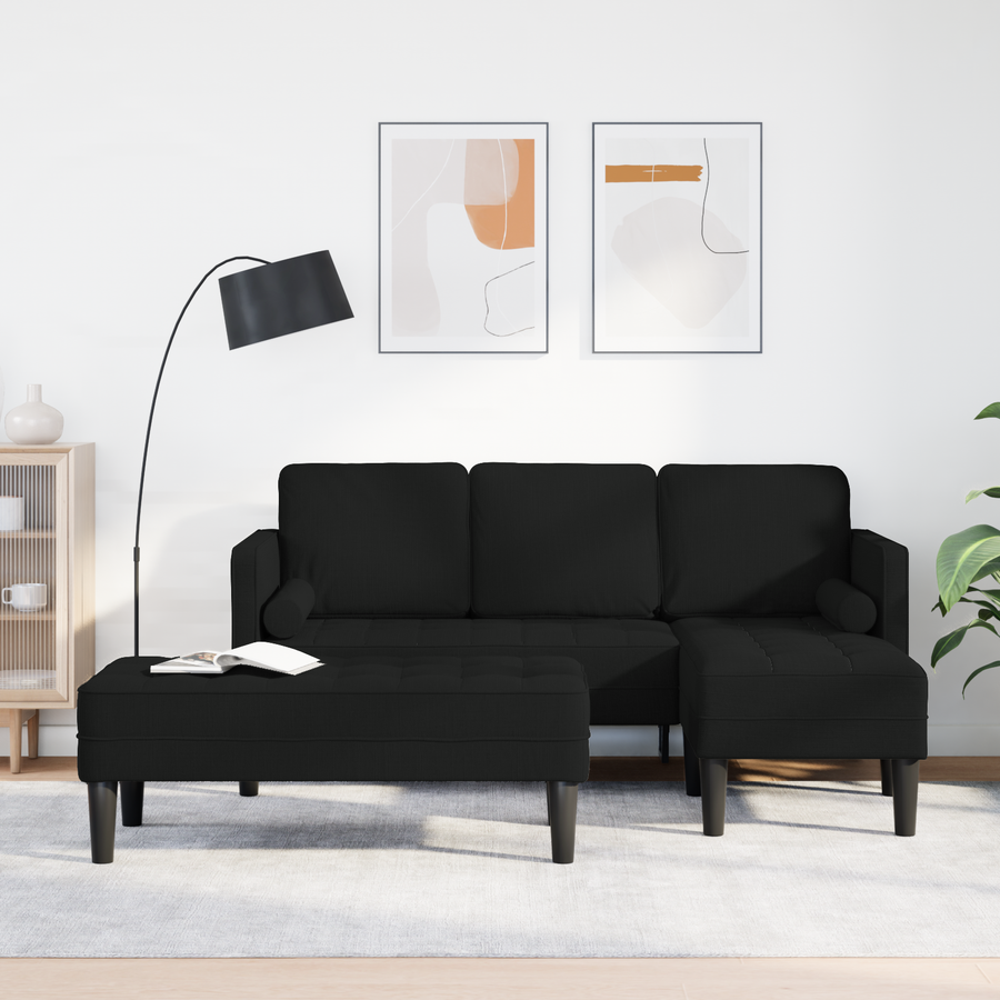 Sofa Set 2 pcs Black Polyester