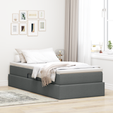 Storage Bed with Mattress Dark Grey 107 x 203 cm Polyester - Side View