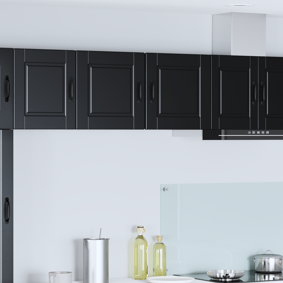 Wall Cabinet PORTO 2 pcs Black Engineered Wood