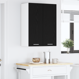 Hanging Cabinet with Door Black Oak and White 30 x 31 x 80 cm