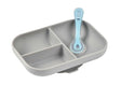 Beaba Silicone Suction Divided Plate & Spoon - Grey-1954803103287087105