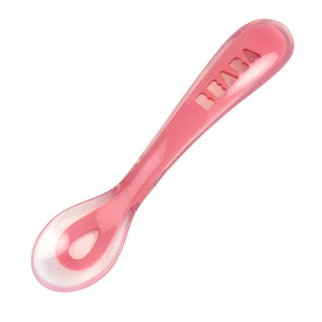 Beaba Silicone Suction Divided Plate & Spoon - Pink-2006733439327408129