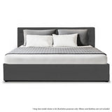 King Fabric Gas Lift Bed Frame with Headboard - Dark Grey - Top-Down View