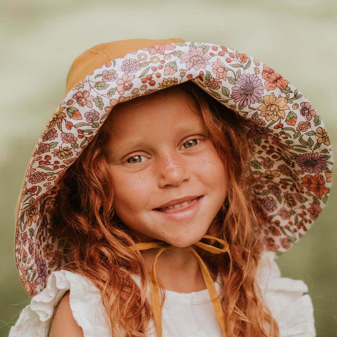 Bedhead Girls Wide- Brimmed Sun Bonnet Hat- Matilda/Maize S-1954803156290506755
