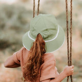 Bedhead Ponytail Bucket Hat - Khaki Ruffle L - Top-Down View
