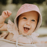 Bedhead Reversible Bonnet Hat- Frances/Flax S - Close-Up Angle