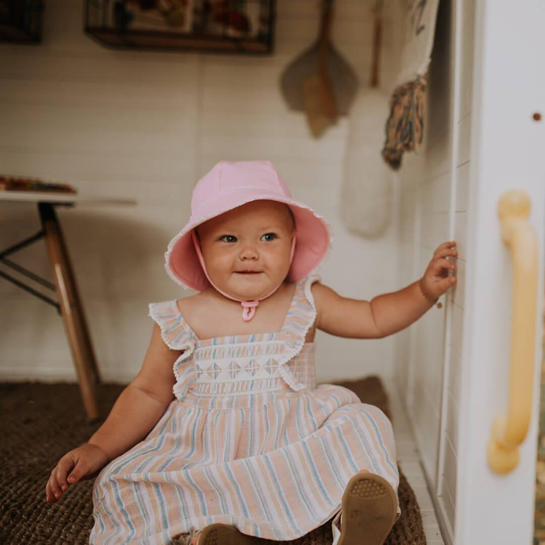 Bedhead Toddler Bucket Hat - Blush Ruffle Trim S-1954803164259684356