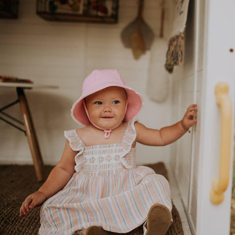 Bedhead Toddler Bucket Hat - Blush Ruffle Trim M-1954803164431650820