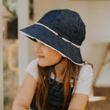 Bedhead Toddler Bucket Hat - Denim Ruffle Trim S - Front View