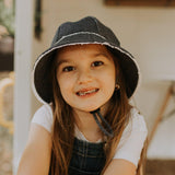 Bedhead Toddler Bucket Hat - Denim Ruffle Trim S - Side View