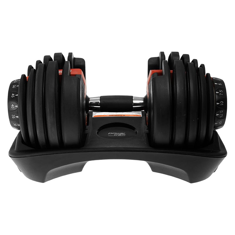 Powertrain Adjustable Dumbbells Set Home Gym Exercise Free Weights 48kg w/ Stand - Red