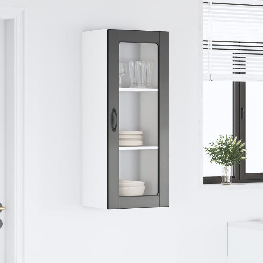 Wall Glass Cabinet PORTO Black 40 x 31 x 100 cm Engineered Wood