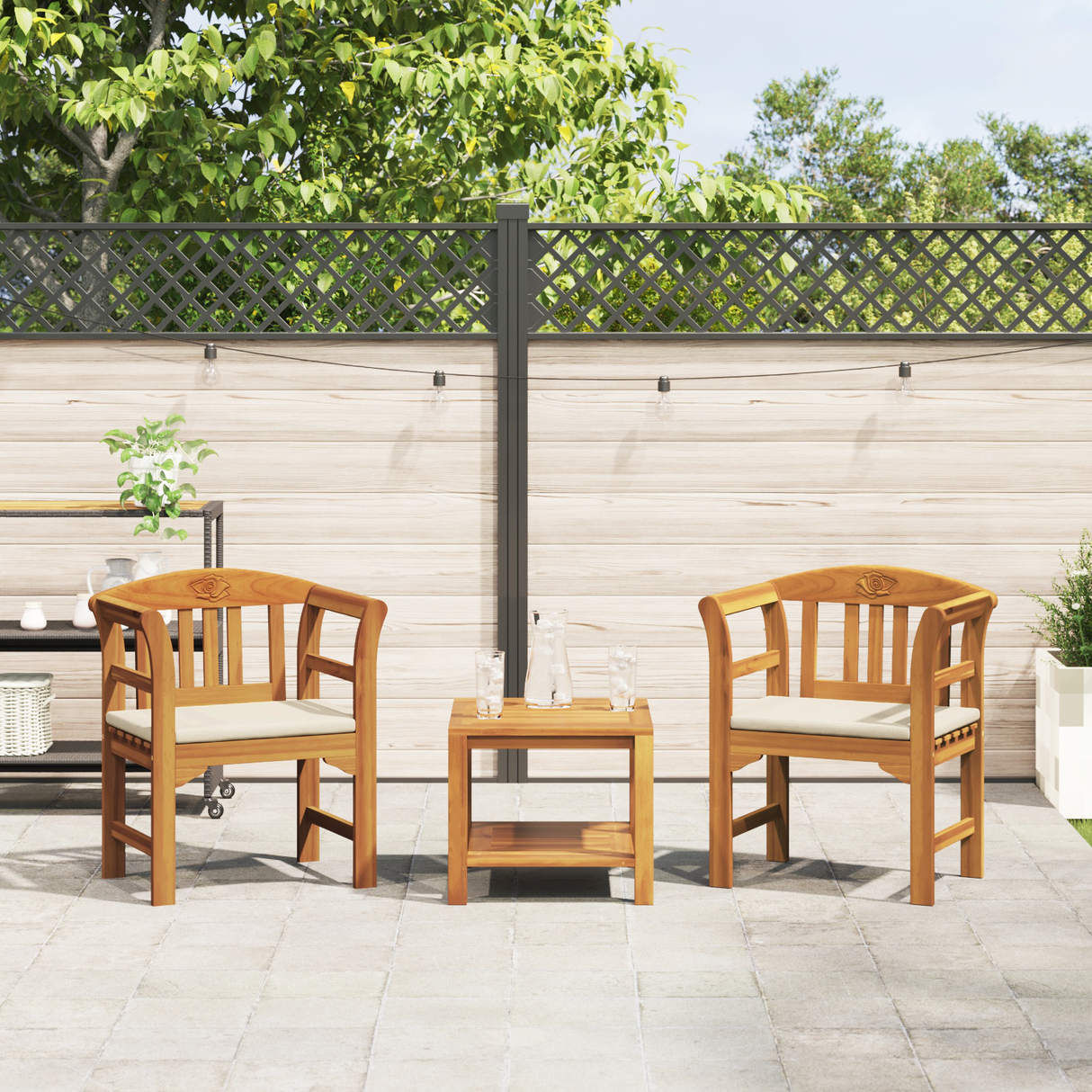 Rose Bench Natural 68.5 x 46 x 82.5 cm Solid Acacia Wood