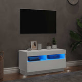 TV Cabinet with LED Lights White 80x35x40 cm - Front View