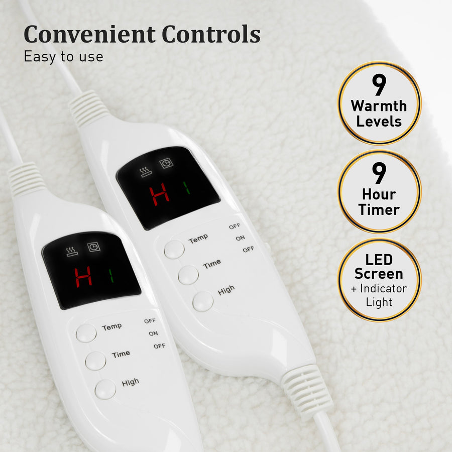 Laura Hill Heated Electric Blanket Fitted Fleece Underlay Throw Double