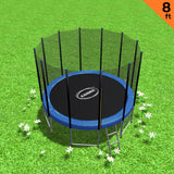Kahuna 8 ft Outdoor Round Blue Trampoline for Kids and Children