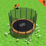 Kahuna 8 ft Round Spring Trampoline Free Safety Net Pad Basketball - Orange - Front View