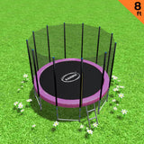 Kahuna 8 ft Round Trampoline Free Safety Net Pad - Pink - Front View