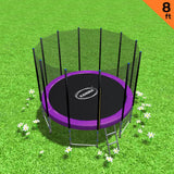 Kahuna 8 ft Round Trampoline Free Safety Net Pad Tidy -  Purple - Front View