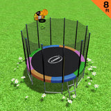 Kahuna Blizzard 8 ft Trampoline Rainbow with Basketball Set - Front View