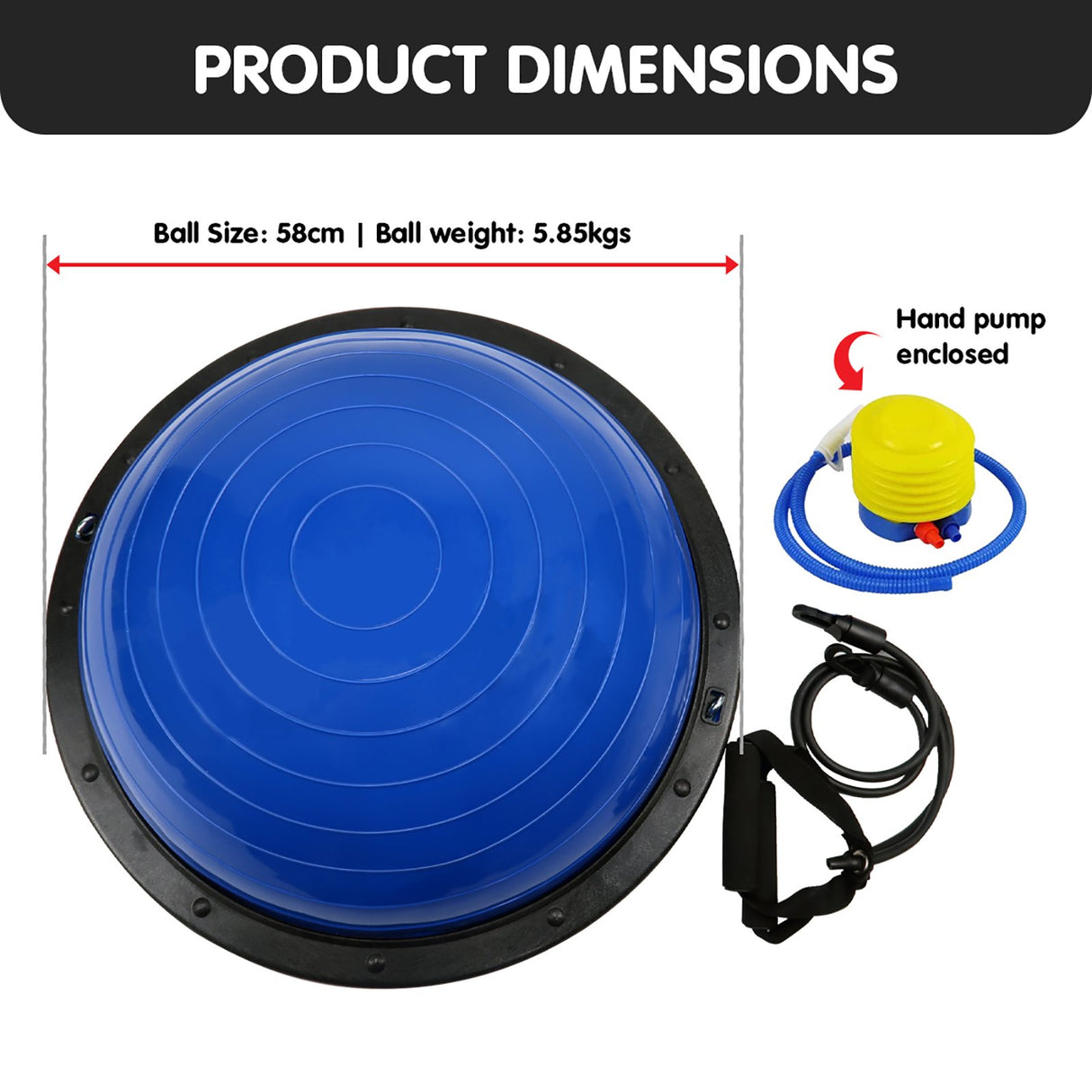 Powertrain Fitness Yoga Ball Home Gym Workout Balance Trainer - Blue