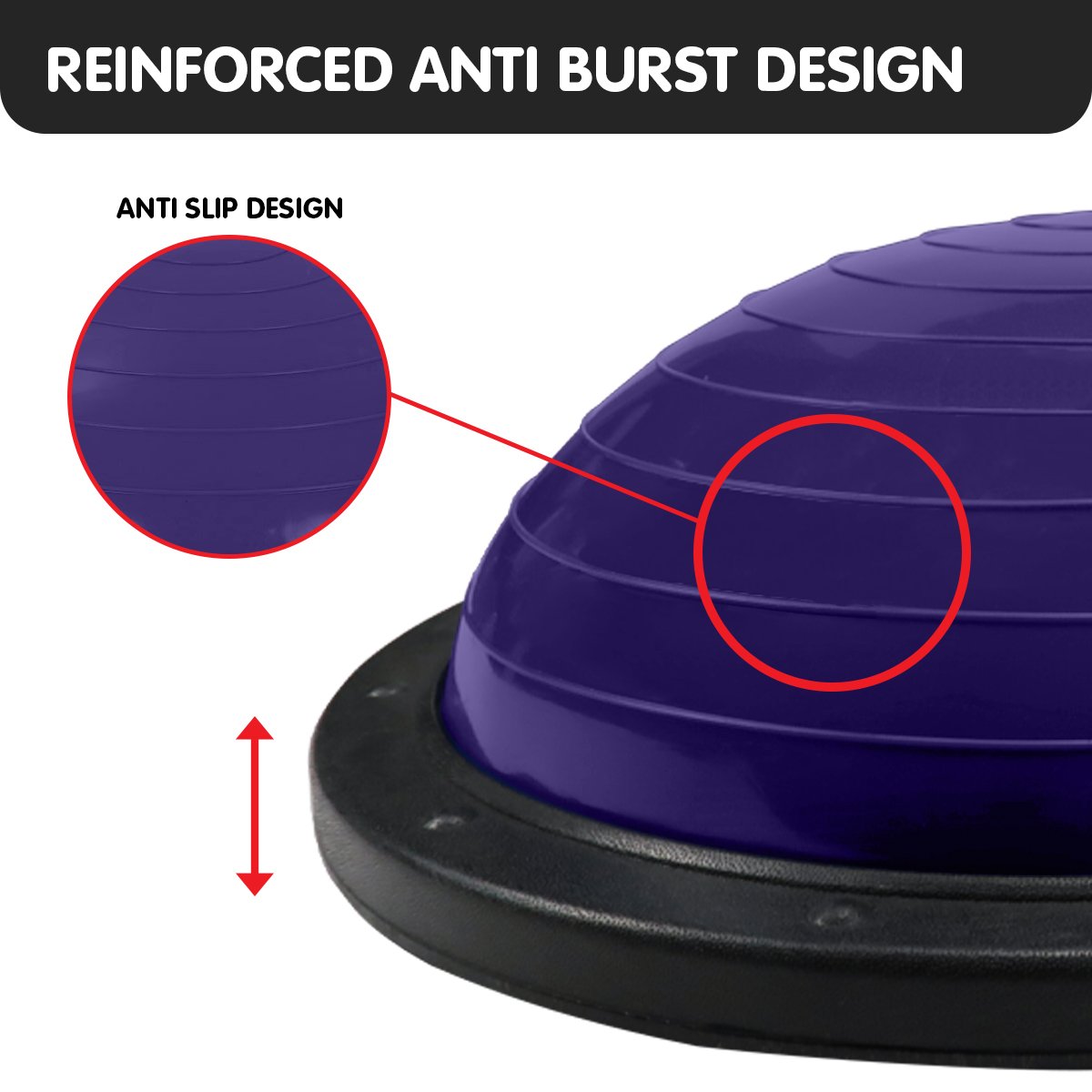 Powertrain Fitness Yoga Ball Home Gym Workout Balance Trainer - Purple