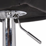 2X Black Bar Stools Faux Leather High Back Adjustable Crome Base Gas Lift Swivel Chairs - Side View