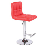 2X Red Bar Stools Faux Leather Mid High Back Adjustable Crome Base Gas Lift Swivel Chairs - Front View