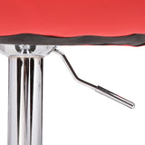 2X Red Bar Stools Faux Leather Mid High Back Adjustable Crome Base Gas Lift Swivel Chairs - Side View