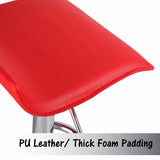 2X Red Bar Stools Faux Leather Low Back Adjustable Crome Base Gas Lift Slim Seat Swivel Chairs - Top-Down View