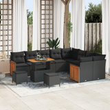 Garden Sofa Set with Cushion 12 pcs Black