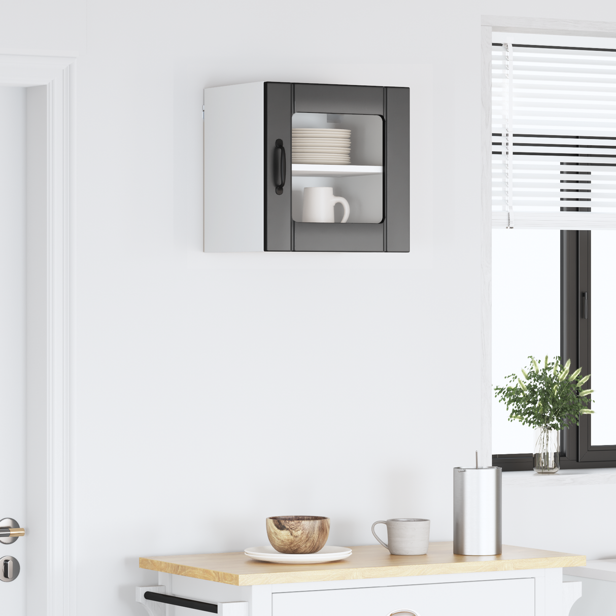 Wall Glass Cabinet LUCCA Black 40 x 31 x 40 cm Engineered Wood
