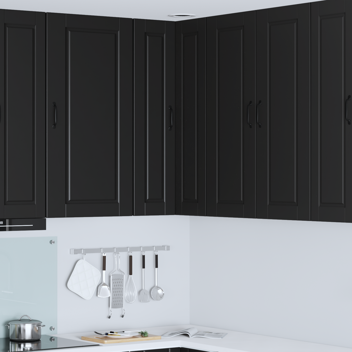 Wall Corner Cabinet PORTO Black 57 x 57 x 100 cm