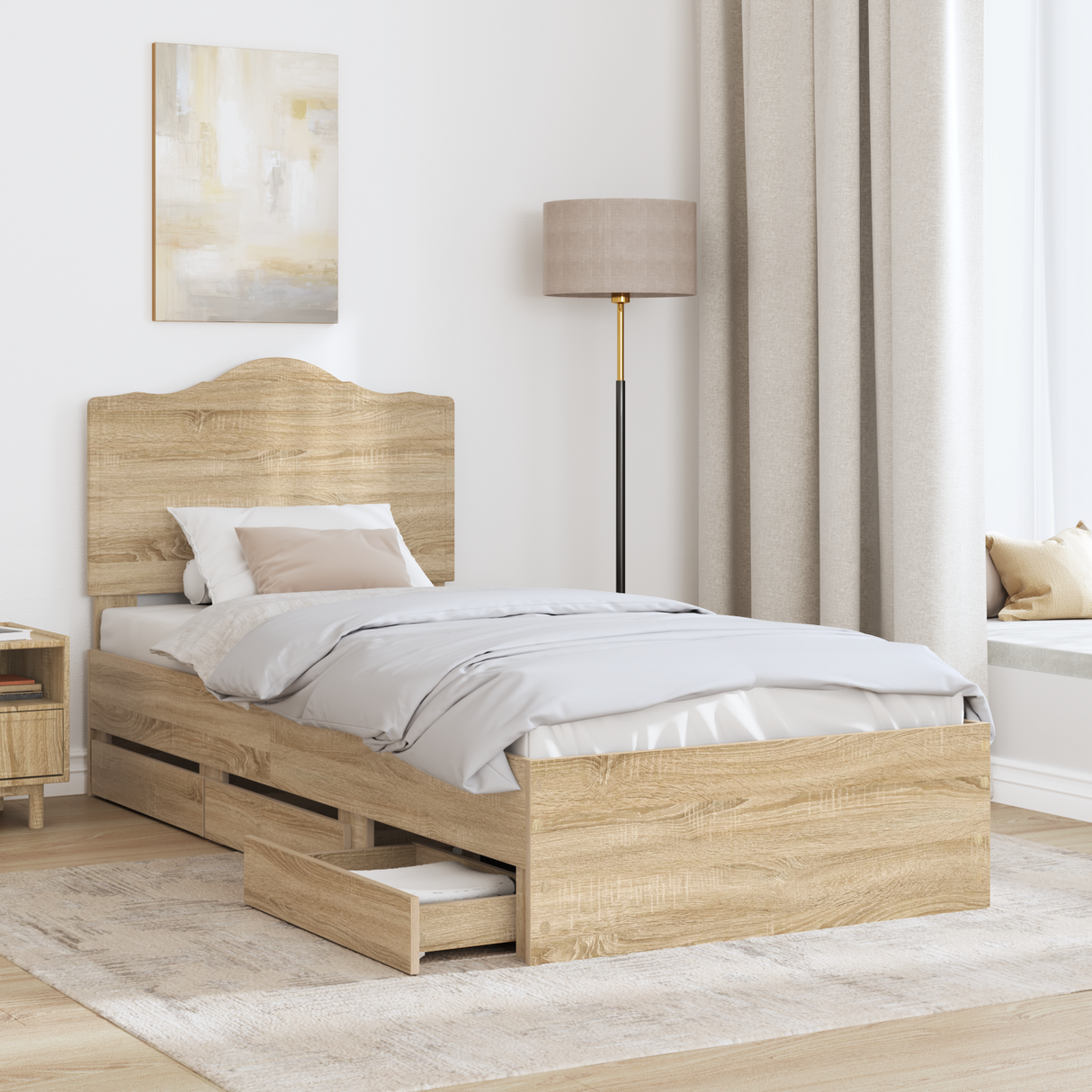 Bed Frame with Drawer Sonoma Oak 90 x 190 cm Engineered Wood