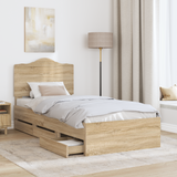 Bed Frame with Drawer Sonoma Oak 90 x 190 cm Engineered Wood - Side View