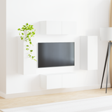 TV Wall Cabinet Set Wall-mounted 4 pcs White Engineered Wood - Top-Down View