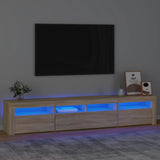 TV Cabinet with LED Lights Sonoma Oak 210x35x40 cm - Front View