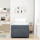 Bed Frame with Mattress Dark Grey 90 x 190 cm Fabric - Side View