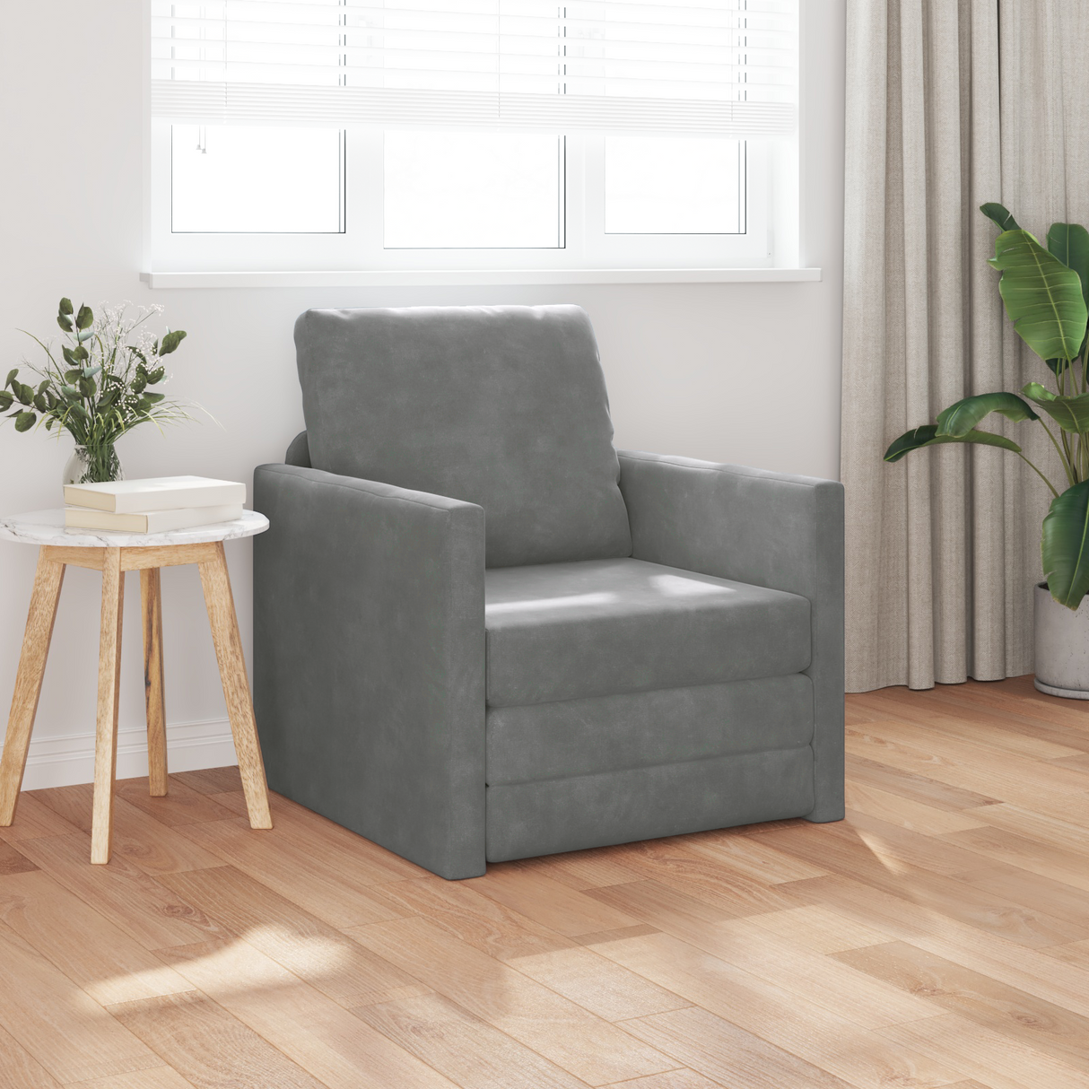 Sofa Bed Dark Grey 74 x 77 x 81 cm Velvet