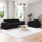 Sofa Set 2 pcs Black Fabric