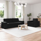 Sofa Set 2 pcs Black 222 x 80 x 82 cm Fabric - Front View