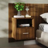 Wall-mounted Bedside Cabinet Brown Oak - Front View