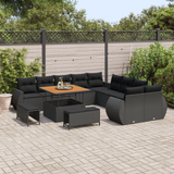 Garden Sofa Set with Cushion with Storage 13 pcs Black - Side View