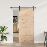Sliding Door Natural 80 x 208 cm Solid Pine Wood - Front View